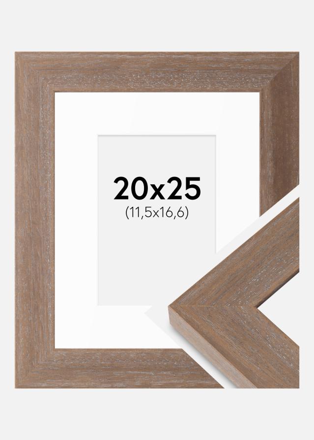 Rahmen Juno Grau 20x25 cm - Passepartout Weiß B6 125x176 mm