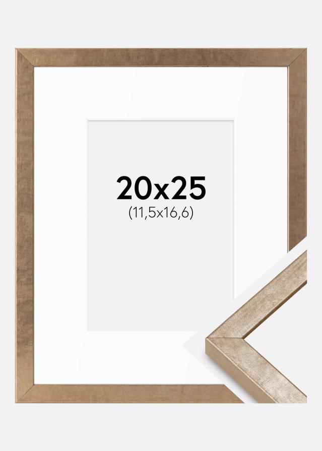 Rahmen Ares Messing 20x25 cm - Passepartout Weiß B6 125x176 mm