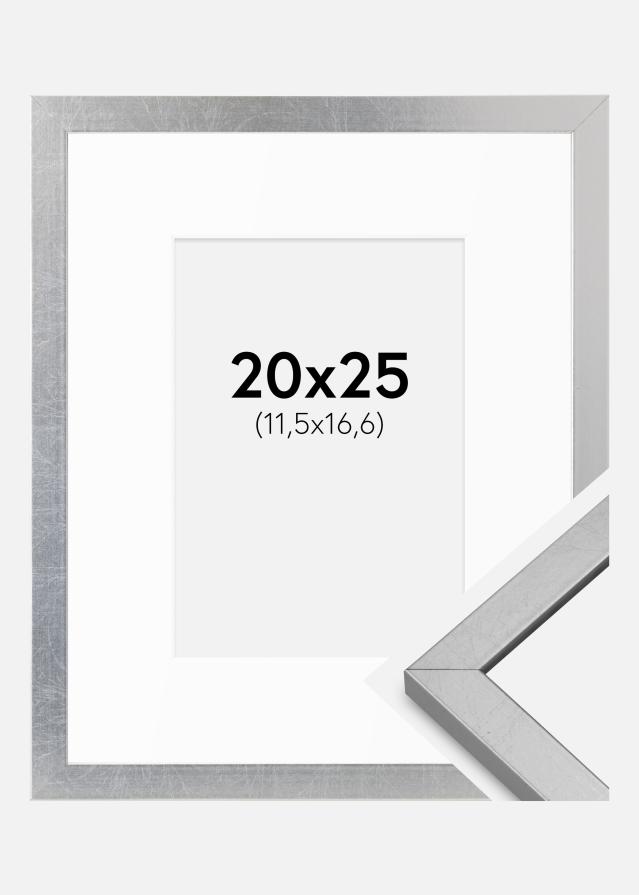 Rahmen Minerva Silber 20x25 cm - Passepartout Weiß B6 125x176 mm