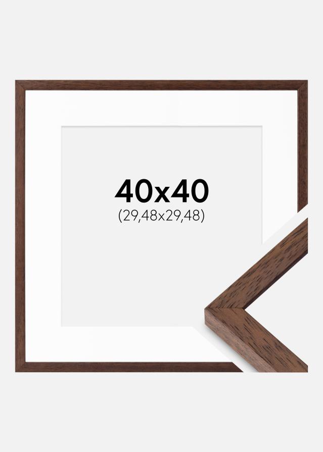 Rahmen Ares Teak 40x40 cm - Passepartout Weiß 12x12 inches