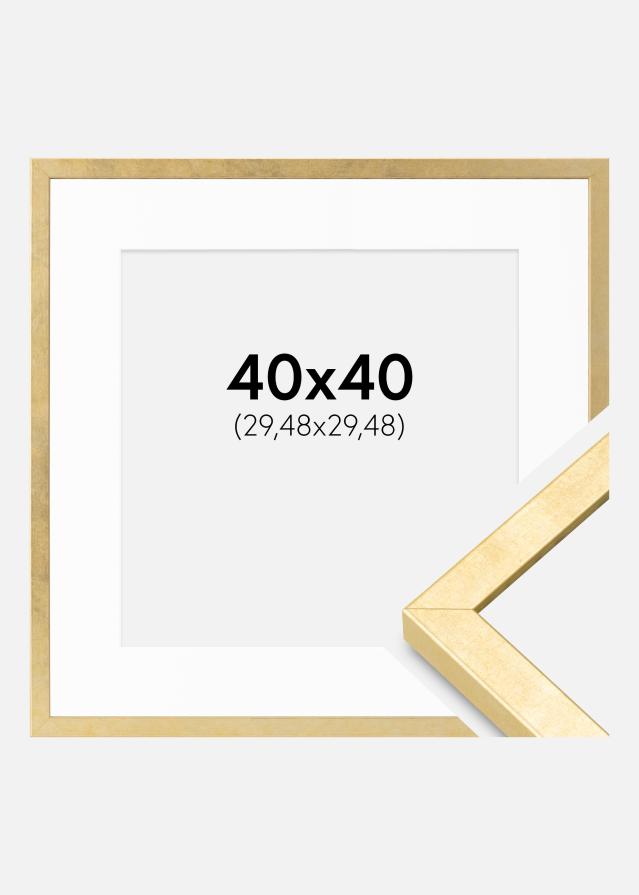 Rahmen Ares Gold 40x40 cm - Passepartout Weiß 12x12 inches