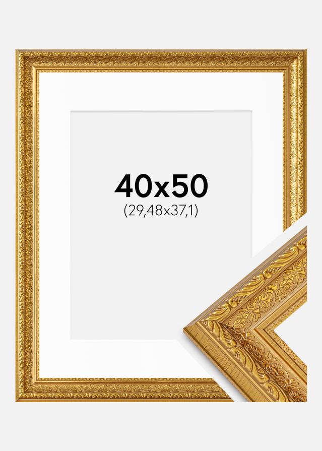 Rahmen Ornate Gold 40x50 cm - Passepartout Weiß 12x15 inches