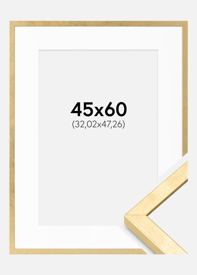 Rahmen Ares Gold 45x60 cm - Passepartout Weiß 13x19 inches