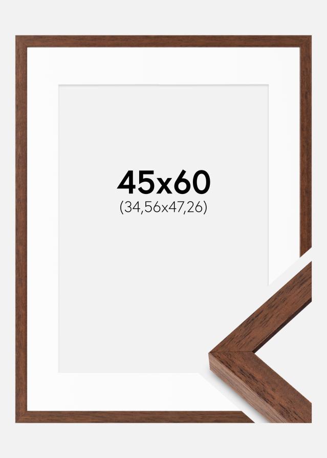 Rahmen Hermes Teak 45x60 cm - Passepartout Weiß 14x19 inches