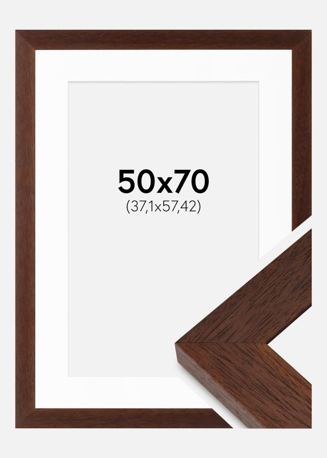 Rahmen Juno Teak 50x70 cm - Passepartout Weiß 15x23 inches