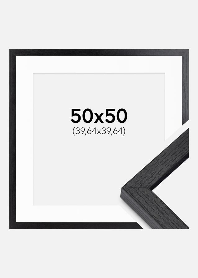 BGA Kastenrahmen Schwarz 50x50 cm - Passepartout Weiß 16x16 inches