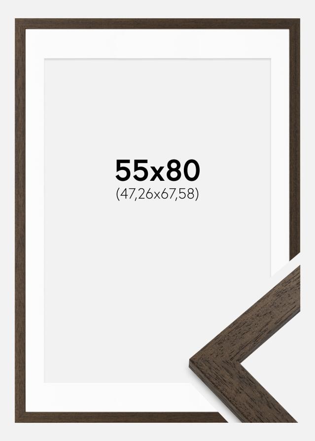 Rahmen braun Holz 55x80 cm - Passepartout Weiß 19x27 inches