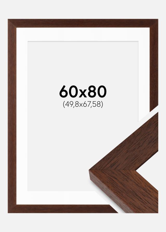 Rahmen Juno Teak 60x80 cm - Passepartout Weiß 20x27 inches