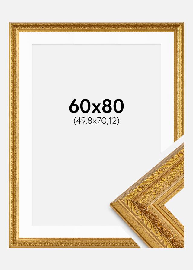 Rahmen Ornate Gold 60x80 cm - Passepartout Weiß 20x28 inches