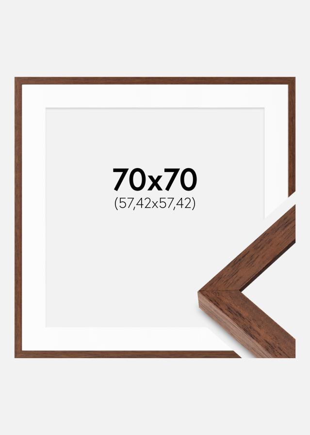 Rahmen Hermes Teak 70x70 cm - Passepartout Weiß 23x23 inches