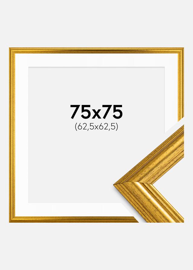 Rahmen Västkusten Gold 75x75 cm - Passepartout Weiß 25x25 inches