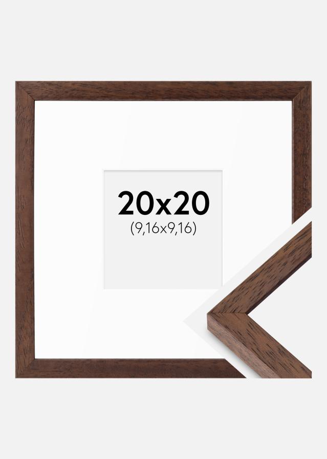 Rahmen Ares Teak 20x20 cm - Passepartout Weiß 4x4 inches