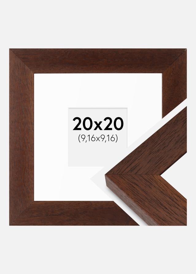 Rahmen Juno Teak 20x20 cm - Passepartout Weiß 4x4 inches