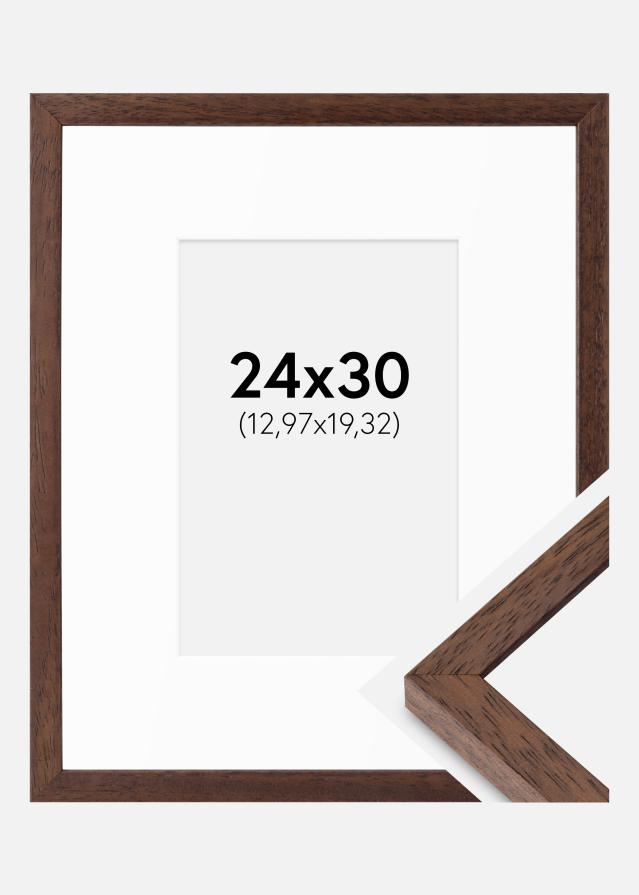 Rahmen Ares Teak 24x30 cm - Passepartout Weiß 5,5x8 inches