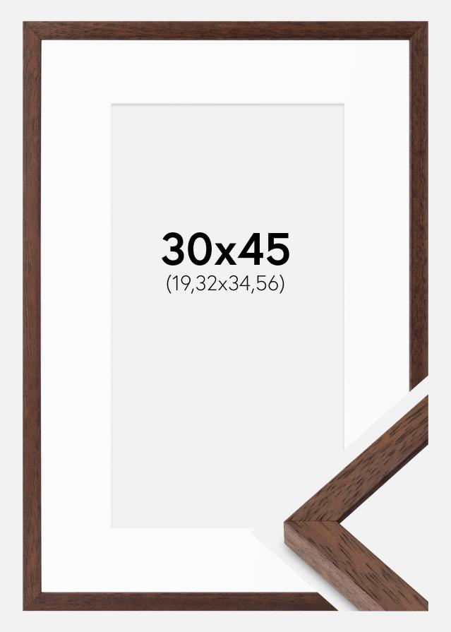 Rahmen Ares Teak 30x45 cm - Passepartout Weiß 8x14 inches