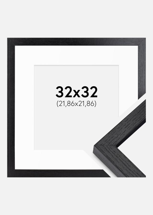 BGA Kastenrahmen Schwarz 32x32 cm - Passepartout Weiß 9x9 inches