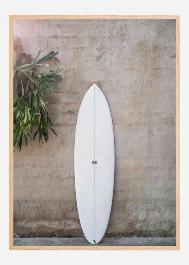 White Surfboard Poster