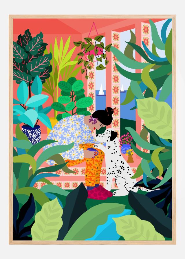 Girl With Doggie Poster