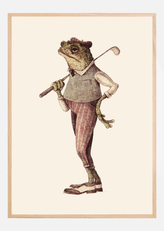 Frog In Vintage Golf Attire Poster
