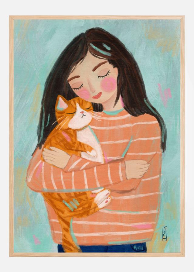 Hugging a Cat Poster