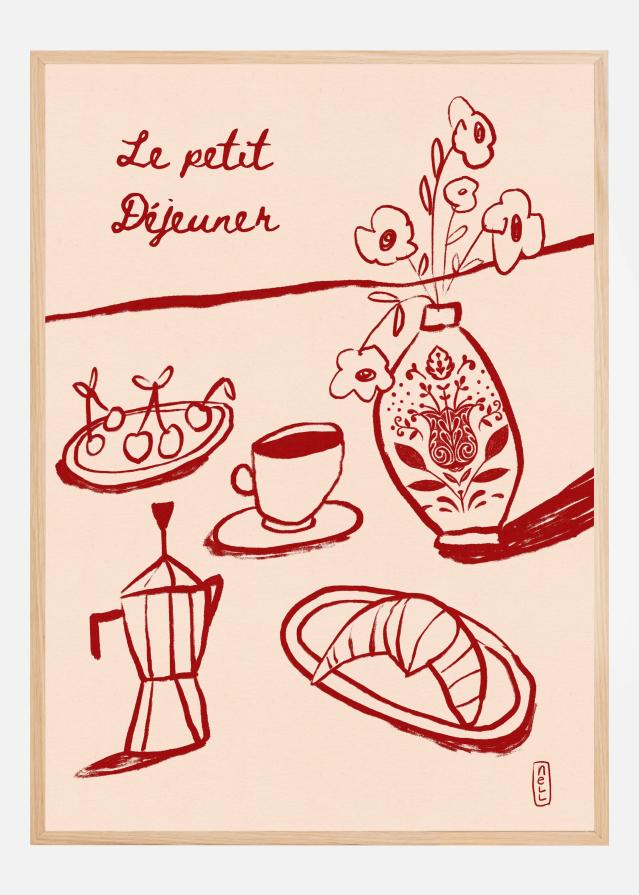 Le Petit Dejeuner Breakfast in Red Poster