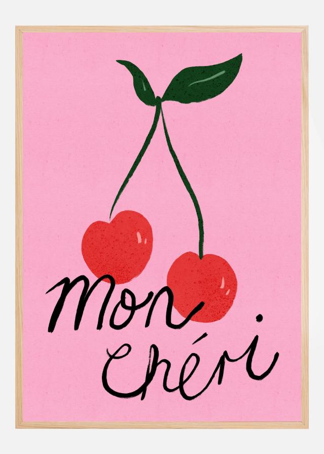 Mon Cheri Cherry Typography Purple Poster