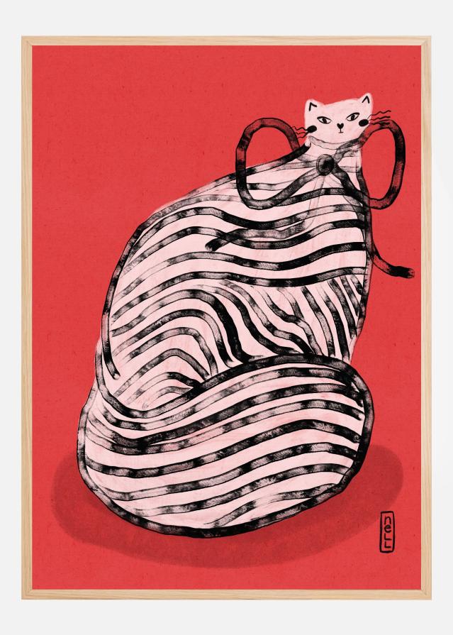 Black and White Stripe Cat Poster