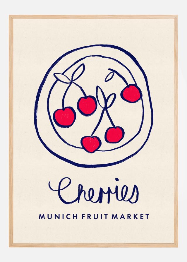 Cherries Munich Food Market Germany Poster