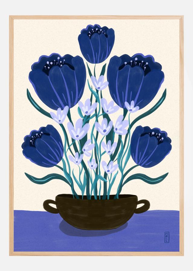 Blue Berry Dreams Floral Poster