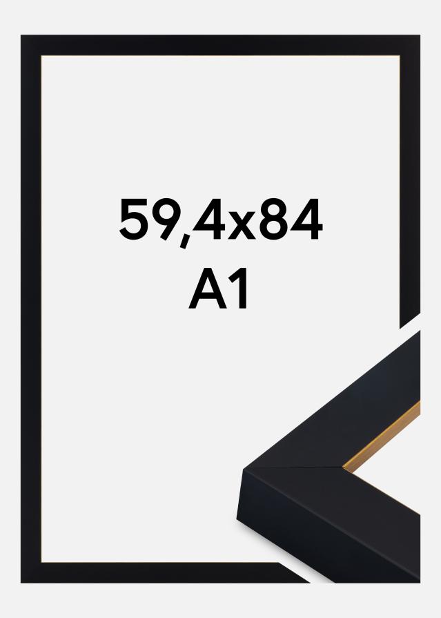 Rahmen Sussex Acrylglas Schwarz/Gold 59.4x84 cm (A1)