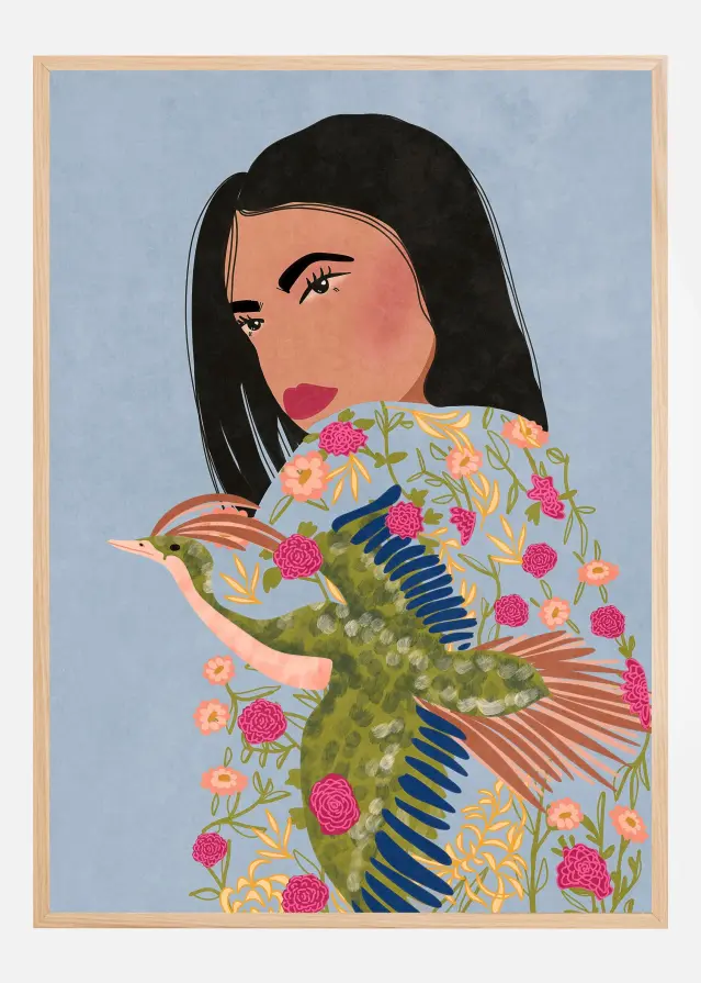 Girl with Crane Poster