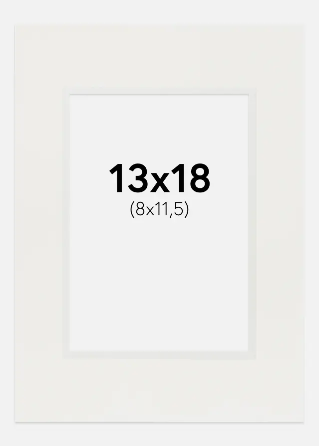 Passepartout Weiß 3 mm (weißer Kern) 13x18 cm (8x11,5)