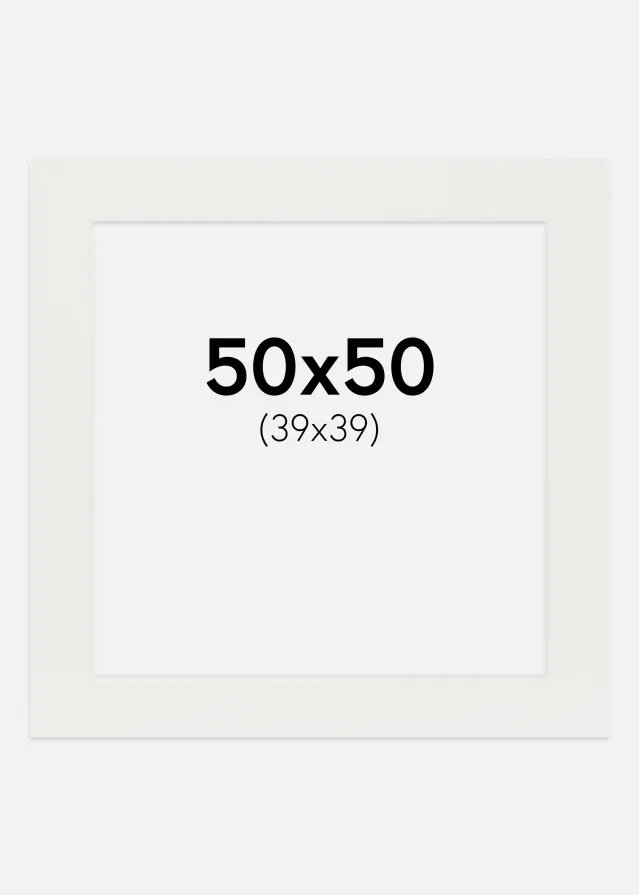 Passepartout Weiß 3 mm (weißer Kern) 50x50 cm (39x39)