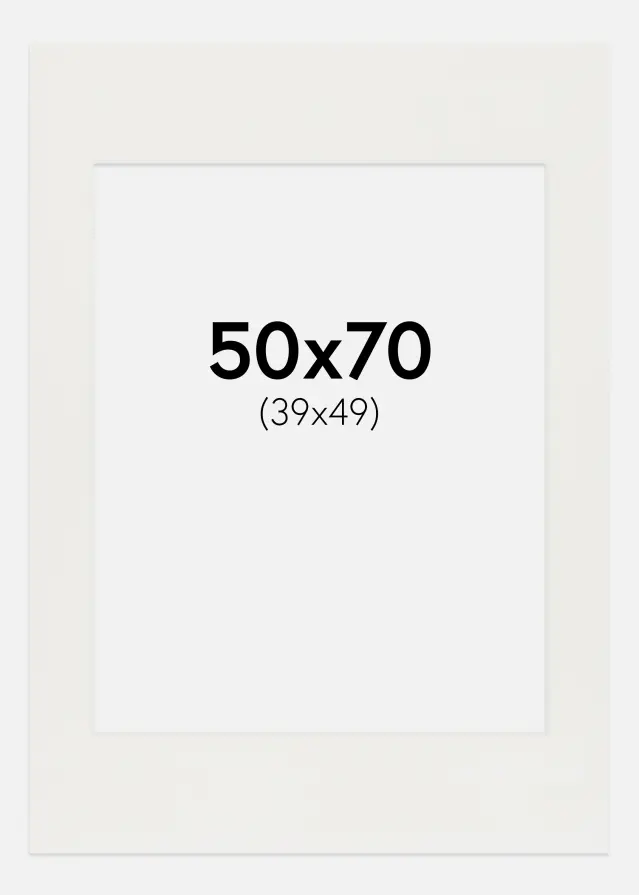 Passepartout Weiß 3 mm (weißer Kern) 50x70 cm (39x49)