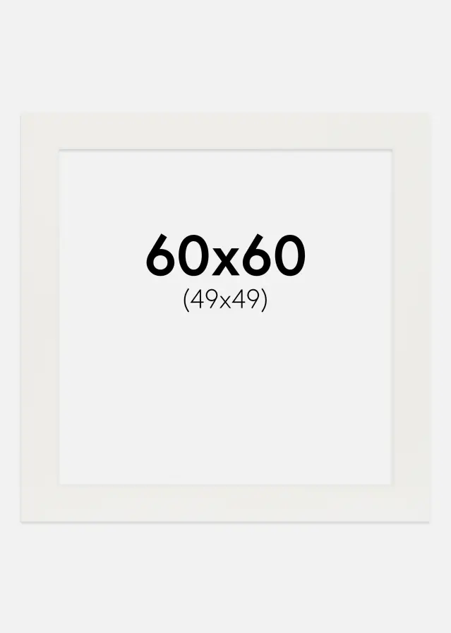 Passepartout Weiß 3 mm (weißer Kern) 60x60 cm (49x49)