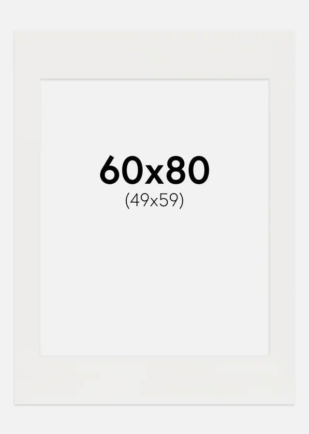 Passepartout Weiß 3 mm (weißer Kern) 60x80 cm (49x59)