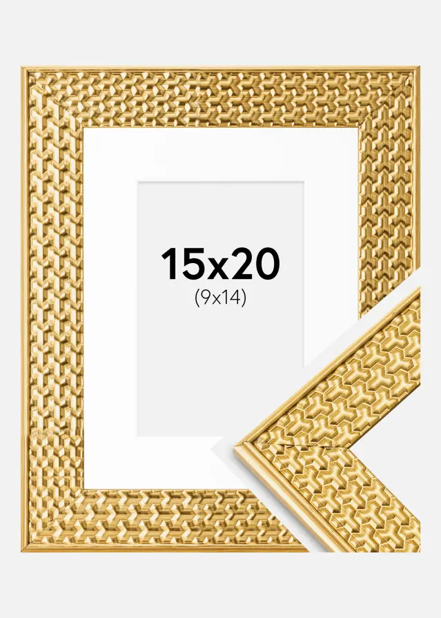 Rahmen Grace Gold 15x20 cm - Passepartout Weiß 10x15 cm