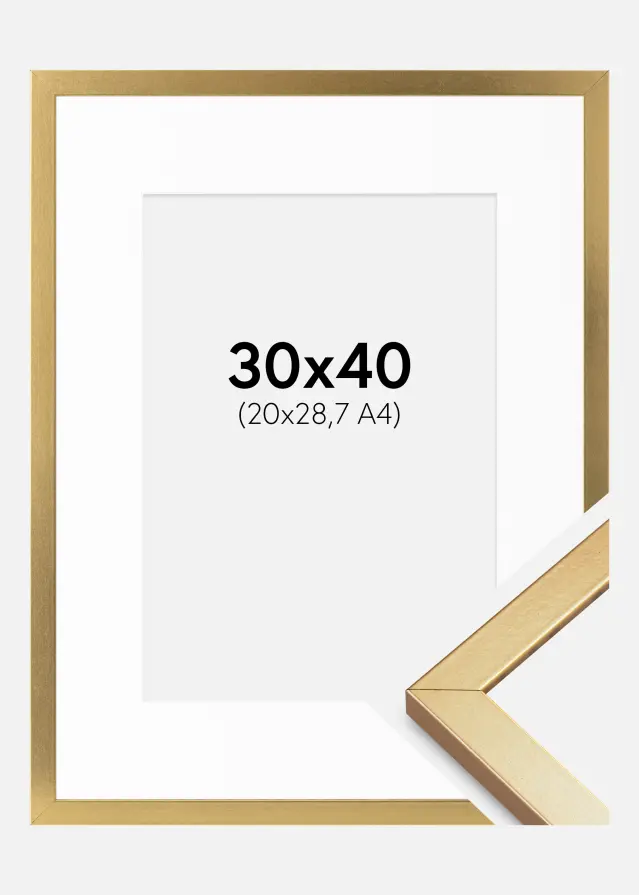 Rahmen Minerva Gold 30x40 cm - Passepartout Weiß 21x29,7 cm