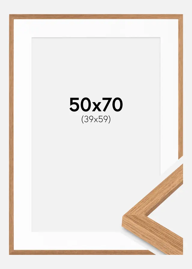 Rahmen Modern Teak 50x70 cm - Passepartout Weiß 40x60 cm