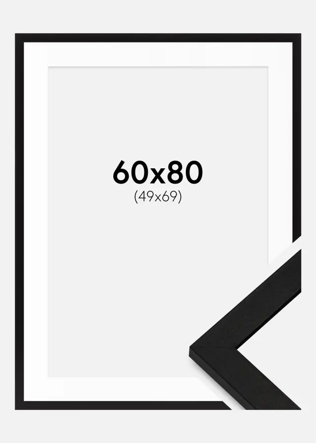 Rahmen BGA Classic Schwarz 60x80 cm - Passepartout Weiß 50x70 cm