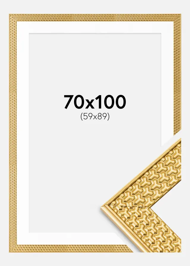 Rahmen Grace Gold 70x100 cm - Passepartout Weiß 60x90 cm