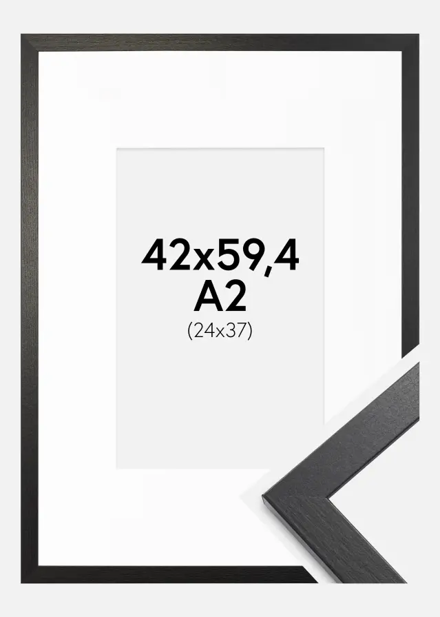 Rahmen Stilren Schwarze Eiche 42x59,4 cm - Passepartout Weiß 25x38 cm