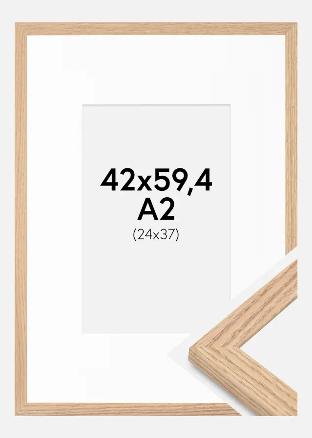 Rahmen Tidlös Massiv Eiche 42x59,4 cm - Passepartout Weiß 25x38 cm
