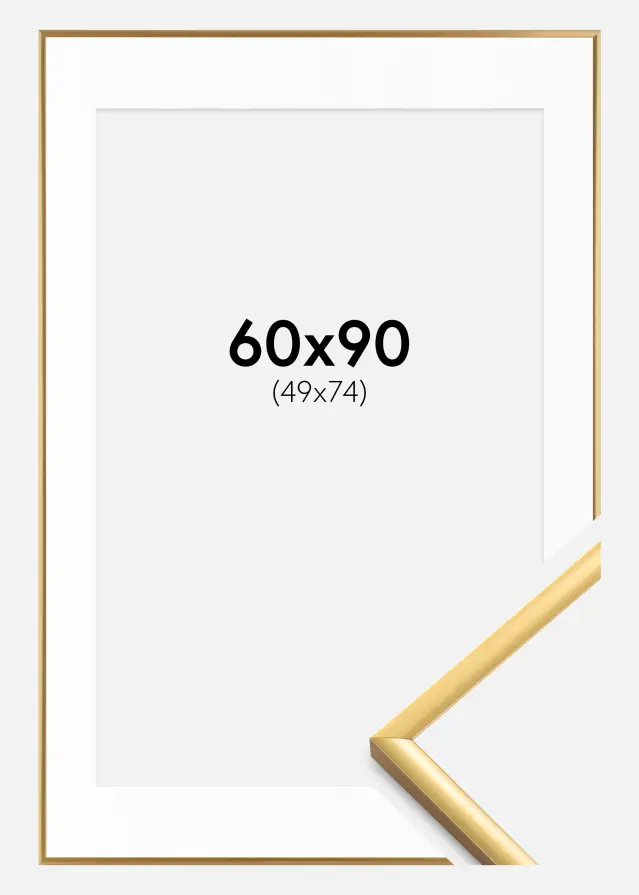 Rahmen New Lifestyle Gold 60x90 cm - Passepartout Weiß 50x75 cm