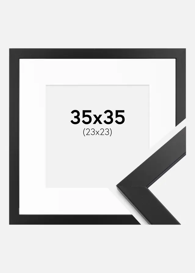 Rahmen Black Wood 35x35 cm - Passepartout Weiß 24x24 cm