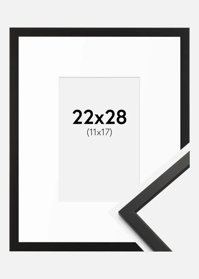 Rahmen Edsbyn Schwarz 22x28 cm - Passepartout Weiß 12x18 cm