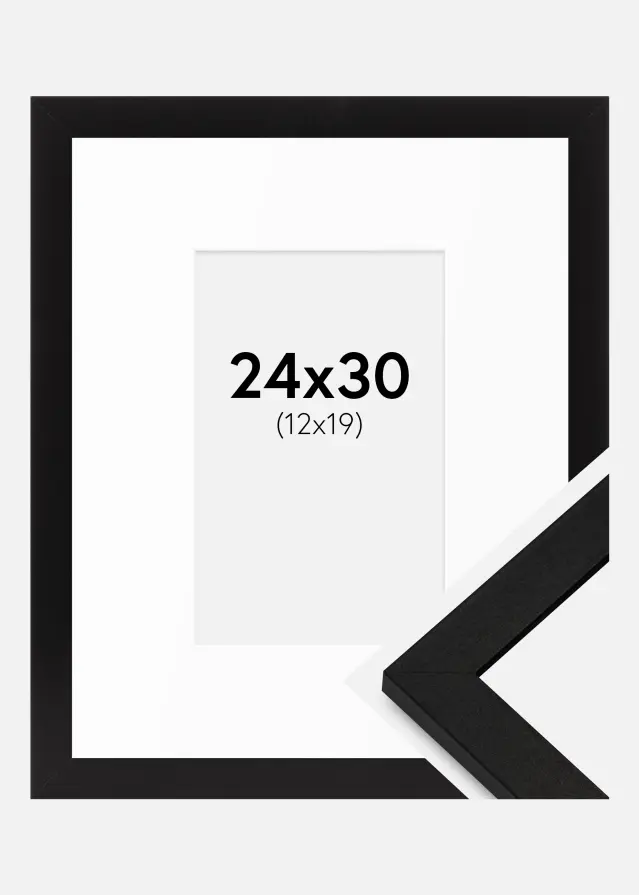 Rahmen BGA Classic Schwarz 24x30 cm - Passepartout Weiß 13x20 cm