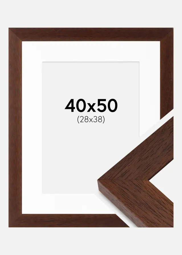 Rahmen Juno Teak 40x50 cm - Passepartout Weiß 29x39 cm