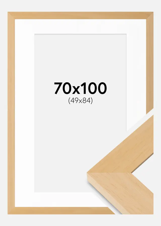 Rahmen Juno Holz 70x100 cm - Passepartout Weiß 50x85 cm