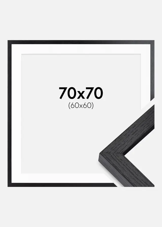 BGA Kastenrahmen Schwarz 70x70 cm - Passepartout Weiß 61x61 cm